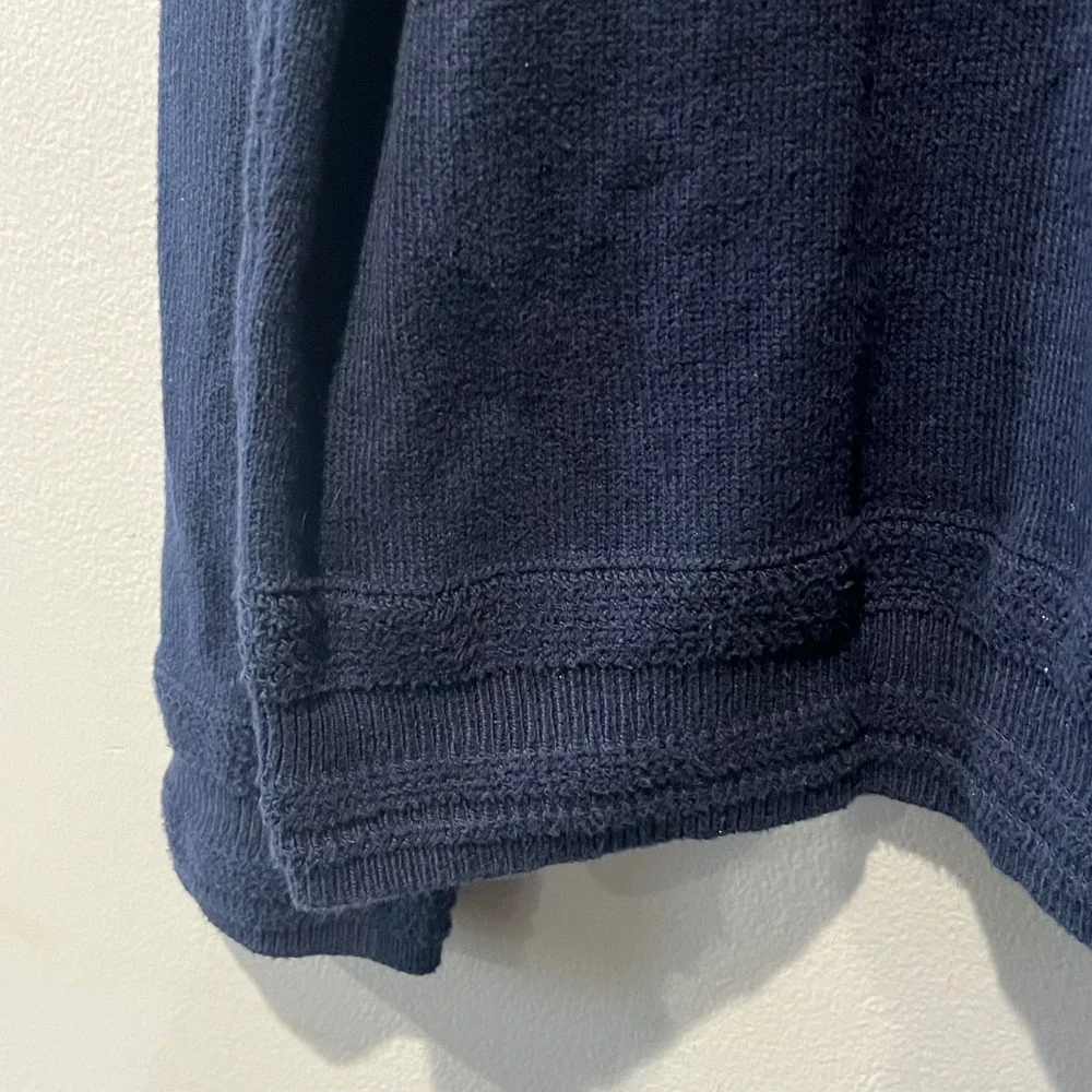 J Crew‎ Organic Cotton Half Zip Pullover Sweater Navy Stripe Organic Men's Large